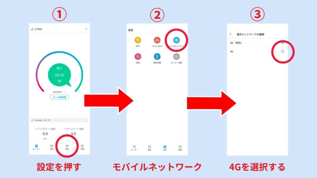Speed Wi-Fi Home 5G L13を4Gに固定する方法