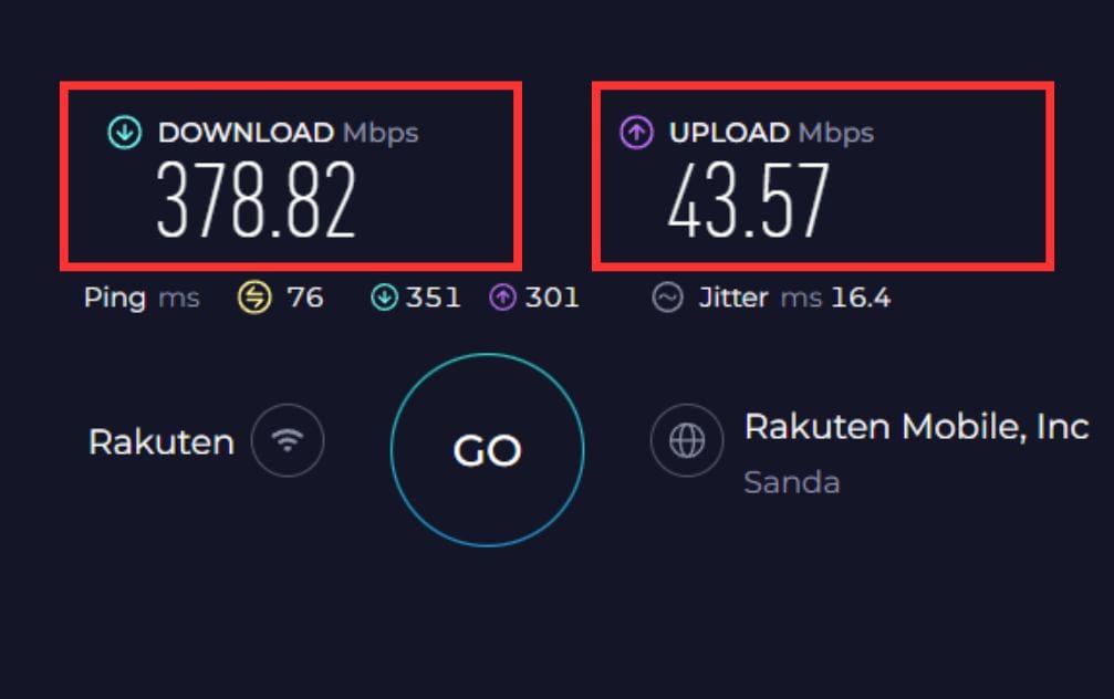 Speed Wi-Fi HOME 5G L13に楽天モバイル回線で利用した場合の5Gエリアでの通信速度